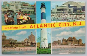 Hotel~Rolling Chair Parade Lighthouse Skyline Traymore Hotel~Vintage Postcard