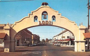 Lodi California The Arch, Town View, Photochrome Vintage Postcard U7013