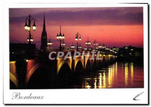 Postcard Modern Bordeaux stone bridge at night