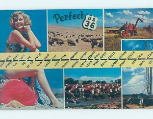 Pre-1980 Risque HIGHWAY 36 & BIKINI Cope & Anton & Strasburg & Denver CO hn0323