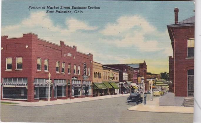 Ohio East Palestine Portion Of Market Street Business Section Curteich