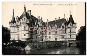 Azay le Rideau Postcard Old National castle facade North East