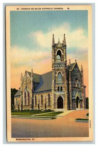 Vintage 1940's Postcard St. Francis De Sales Catholic Church Bennington Vermont