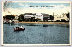 1907 Water Front Peak's Island Maine ME General View Ferry Boat Posted Postcard