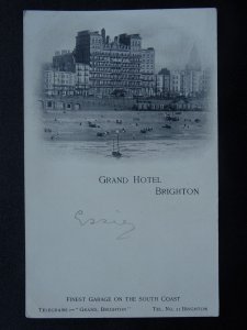 Sussex Brighton GRAND HOTEL Finest Garage on the South Coast Old Advert Postcard