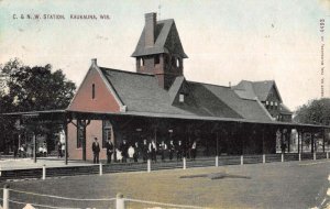 Kaukauna Wisconsin Railroad Station Exterior Antique Postcard KK1159