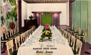 1930s Rancho Verde Room Hotel Green Pasadena CA Postcard