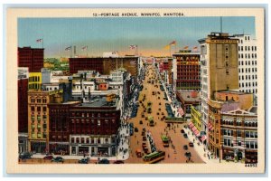 c1930's Portage Avenue Winnipeg Manitoba Canada Vintage Unposted Postcard