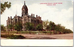 Lincoln Nebraska, 1908 Lancaster County, Court House Building, Vintage Postcard