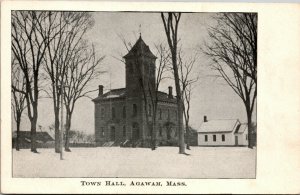 Vtg 1900s Town Hall Agawam Massachusetts MA Unused Antique Postcard
