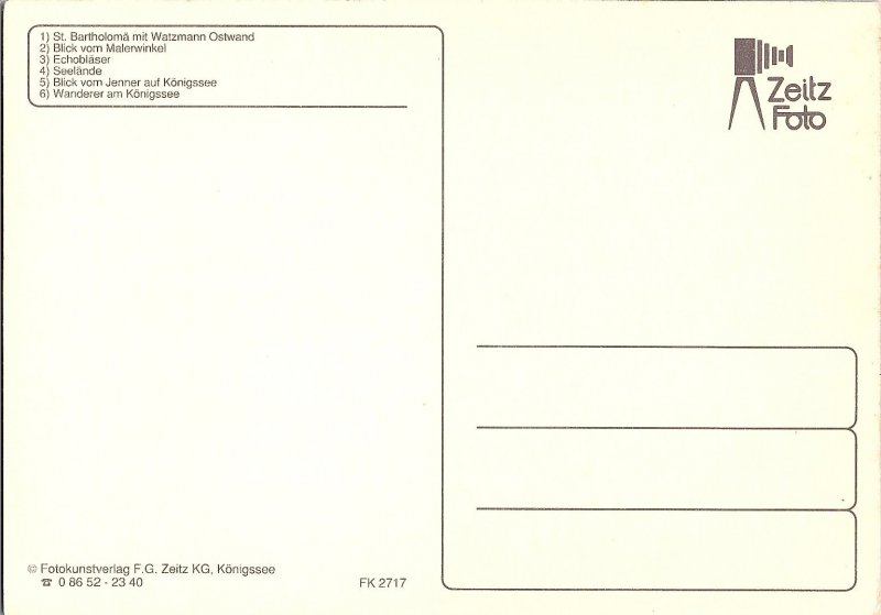 Multi-View Königssee St. Bartholomä Germany Continental Chrome Postcard