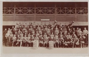Indian Antique Military Band Music Group Old Real Photo Postcard