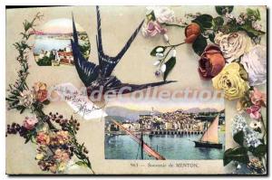 Old Postcard Souvenir De Menton