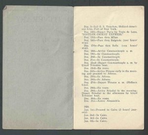 1923-1924 Travel Itinerary For Miss Margaret & Party W/Dates & Places 5 Pages