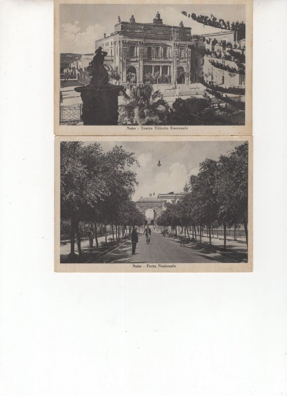 Noto Porta Nazionale Bicycle Teatro Siracusa 2x Old Postcard s