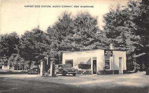 North Conway NH Airport Esso Gas Station Old Cars Postcard