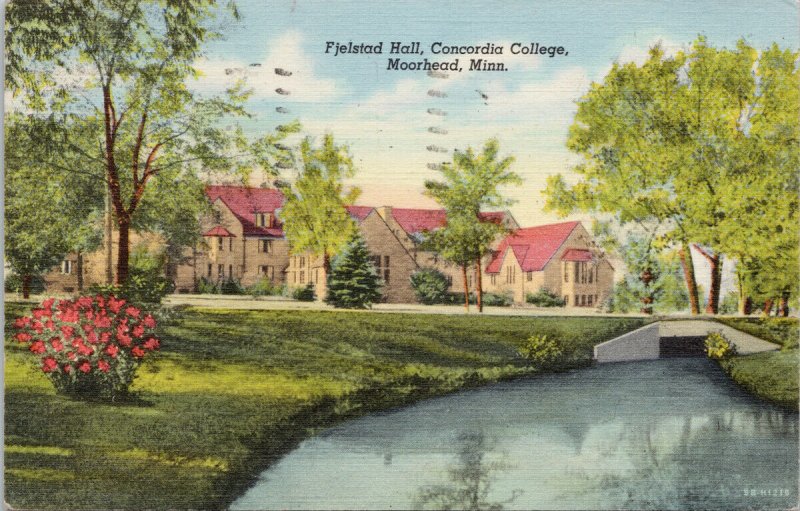 Moorhead MN Fjelstad Hall Concordia College Vintage Linen Postcard F61