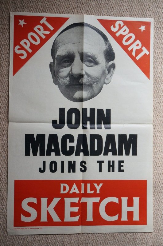 John Macadam joins the Daily Sketch SPORT, news stand poster, 51 x 76cm