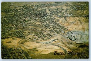 Butte Montana MT Postcard Aerial View Of Butte Berkeley Pit In Foreground