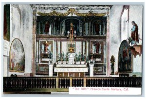 The Altar Mission Interior Santa Barbara California CA Unposted Vintage Postcard