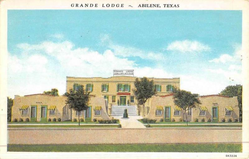 Abilene Texas Grande Lodge Street View Antique Postcard K46818