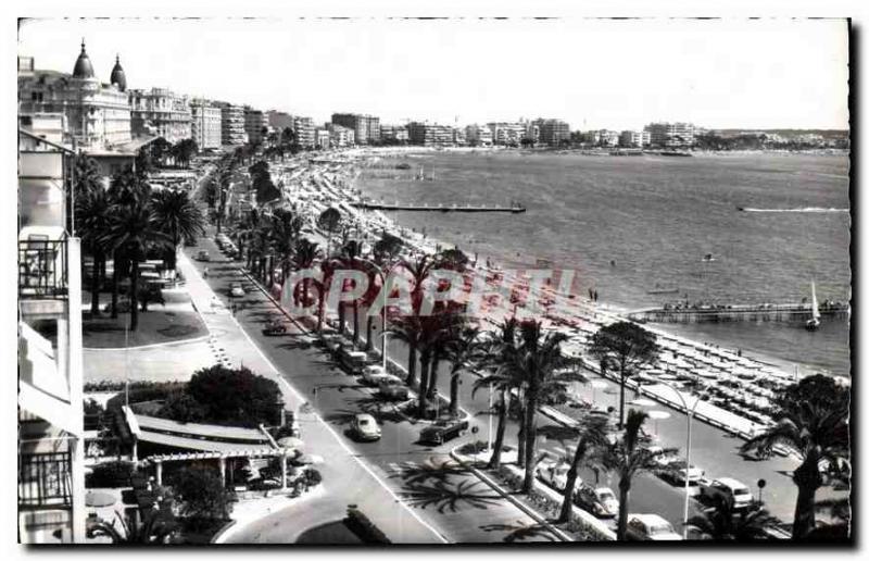 Old Post Card The French Riviera Cannes Croisette boulevard with Carlton Mira...