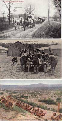 MILITARY   TRENCH FIGHT, RIFLES, WAGON TRAIN 3 postcard