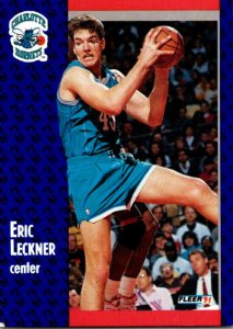 1991 Fleer Basketball Card Eric Leckner Center Charlotte Hornets sun0639