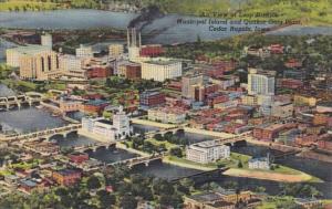 Iowa Cedar Rapids Aerial View Of Loop District Municipal Island and Quaker Oa...