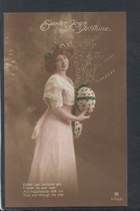 Greetings Postcard - Easter Joys Be Thine - Lady With Easter Egg    RS20339