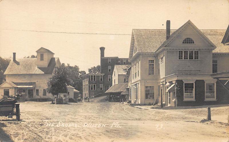 Wilton ME Dirt Street Business District Stores Real Photo Postcard