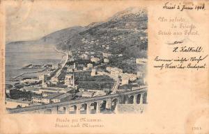 Triest Italy? Gruss aus panoramic birds eye view antique pc Y15758