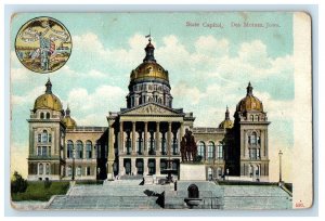 c1910's A View Of State Capitol Des Moines Iowa IA Posted Antique Postcard