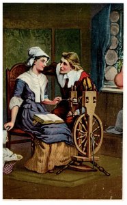 Massachusetts  Woman on Spinning wheel, Why don't you speak for yourself...