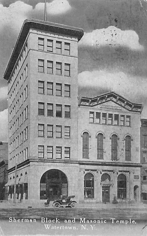 Sherman Black And Masonic Temple Watertown, New York USA 1910 