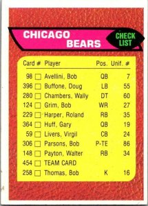 1976 Topps Football Card Chicago Bears Checklist sk4201