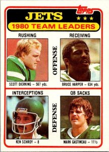 1981 Topps Football Card '81 Jets Leaders Dierking Harper Gastineau sk10291