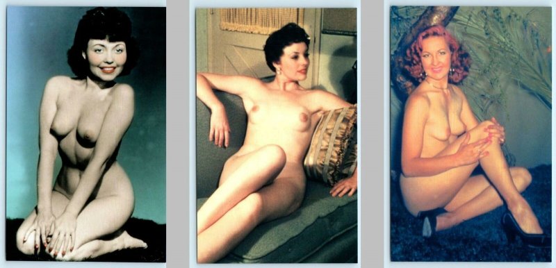 3 Postcards Vintage Classic Pin-ups RISQUE, NUDES #204, #266 #207