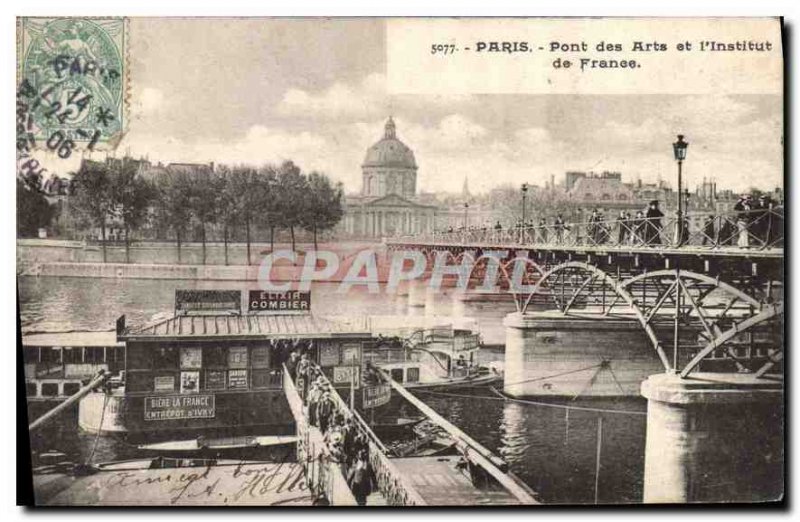 Postcard Old Paris Pont des Arts and the Institut de France Elixir Combier