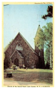 Vintage 1948 Postcard Church of the Sacred Heart, Lake George, NY