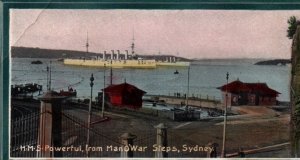 Postcard British Royal Navy HMS Powerful - Man O' War Steps of Sydney Australia