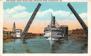 Steamer New Market Street Lift Bridge Wilmington Delaware 1937 postcard