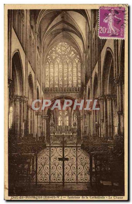 Old Postcard Dol de Bretagne Interior of the Cathedral Choir