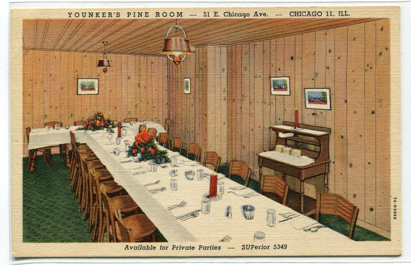 Younker's Department Store Fine Dining Room Interior Chicago Illinois postcard