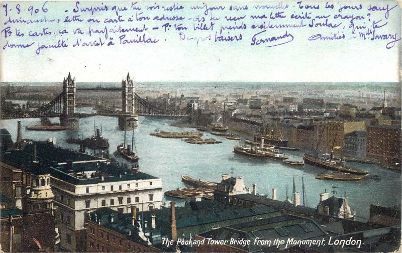 Postcard England London The Pool and Tower Bridge from the Monument