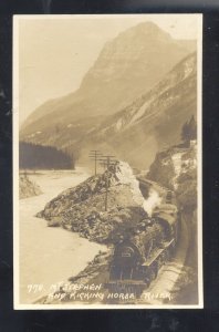 RPPC BANFF ALBERTA CANADA KICKING HORSE CANYON TRAIN REAL PHOTO POSTCARD