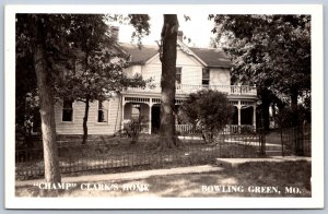 K45/ Bowling Green Missouri RPPC Postcard c50s Champ Clark's Home232