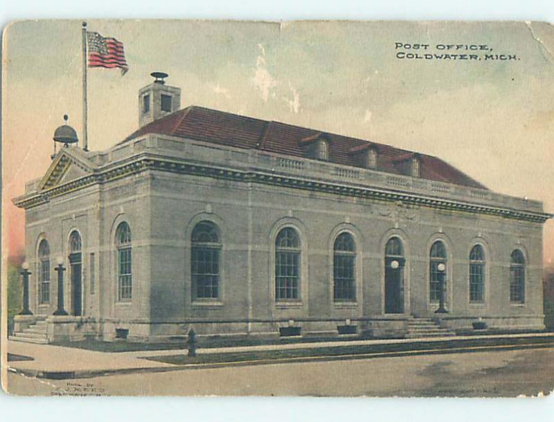 Surface Wear Divided Back POST OFFICE SCENE Coldwater Michigan MI hs1816