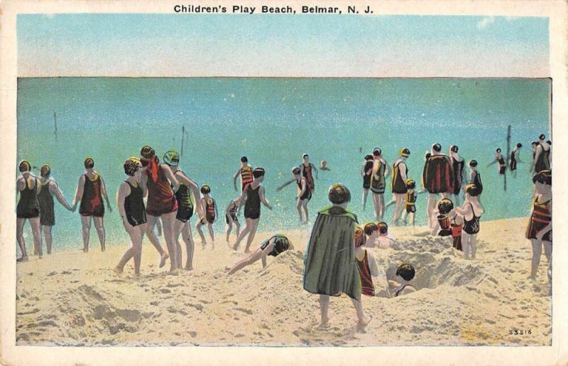 Belmar New Jersey Children's Play Beach Vintage Postcard AA49427