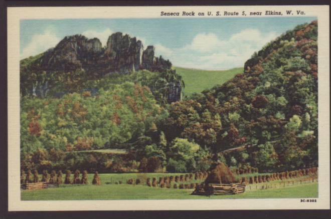 Seneca Rock on US Route 5,Near Elkins,WV Postcard 